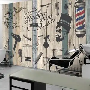 理发店背景墙壁纸墙纸发廊墙布图片