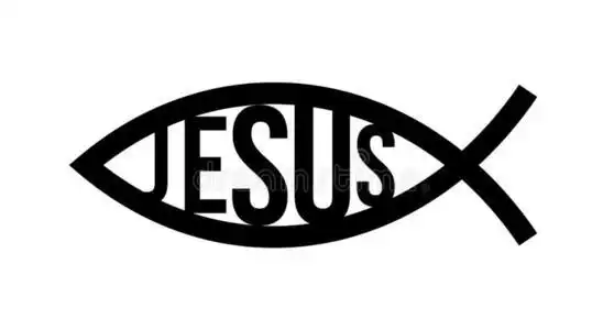耶稣鱼偶像虔诚的符号.上帝癌症危险等级与信息系统照片