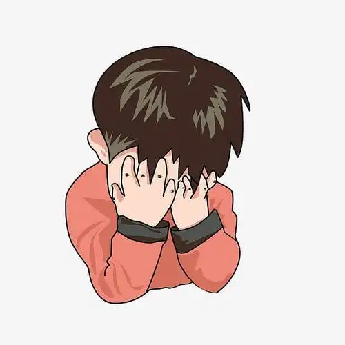 > 卡通手捂着脸害羞的男孩素材
