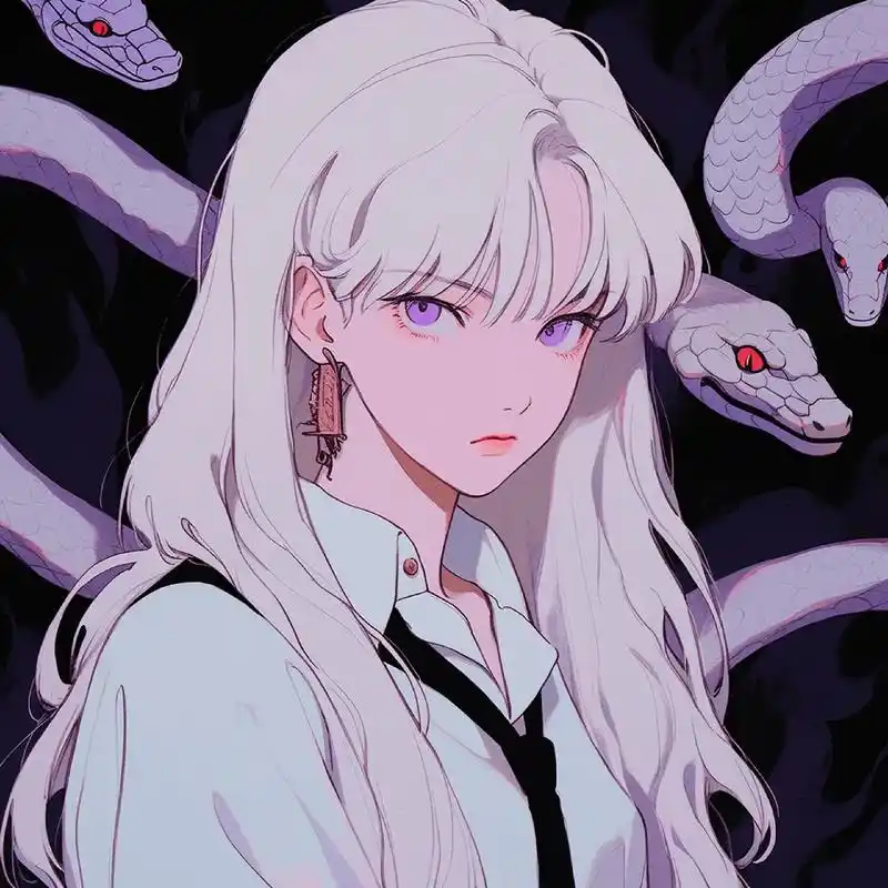 白蛇少女  #优质头像 #动漫女头 #二次元 - 抖音