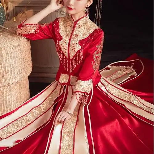 中式 嫁衣龙凤褂新娘结婚敬酒服婚纱回门服出阁服 秀禾服新款 - 女装/