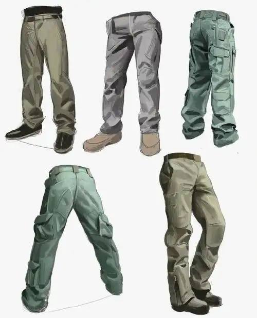 一组裤子绘画参考素材在动漫绘画中,裤子的绘画也是非常重要的.