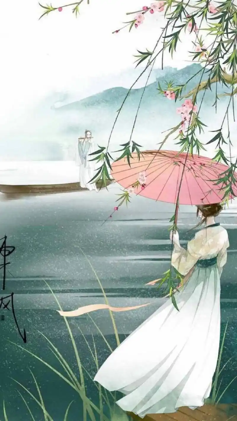 古风美女唯美插画,高清图片,手机锁屏桌面-壁纸族