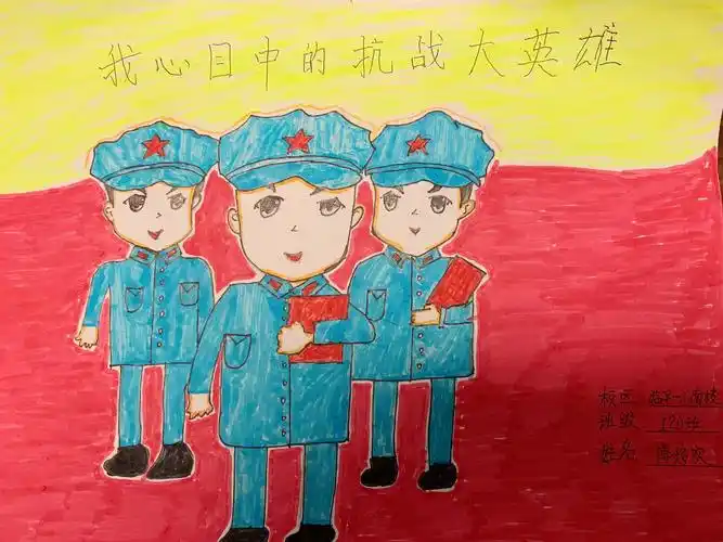 最后这些可爱的小朋友们用他们的小手描绘了他们心中的抗战大英雄