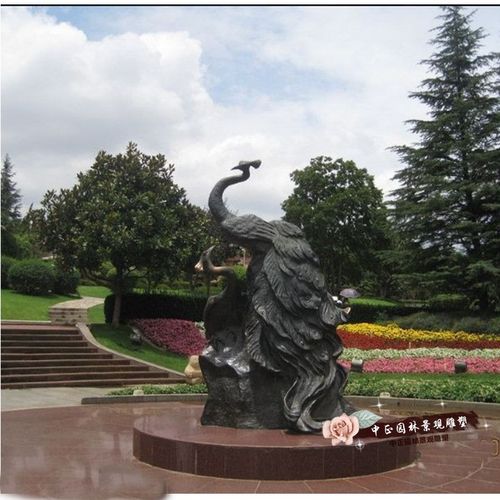 定制玻璃钢铸铜雕仿真动物雕塑凤凰组合广场公园景区景观装饰摆件