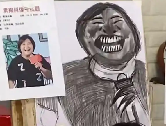 美术生画贾玲素描像,画风清奇,网友直言:玲姐你可别介意_同学_作品