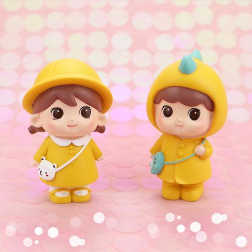 蛋糕烘焙装饰可爱黄色大眼娃娃树脂摆件卡通节日装扮用品