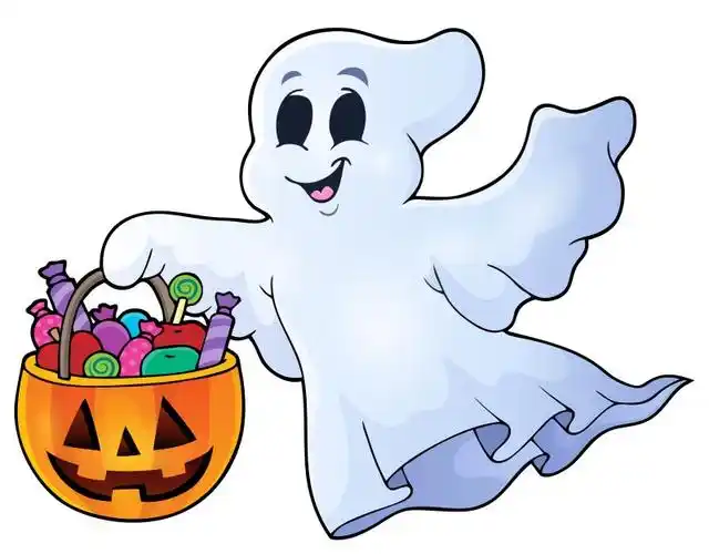 拿着糖果的幽灵矢量插图
