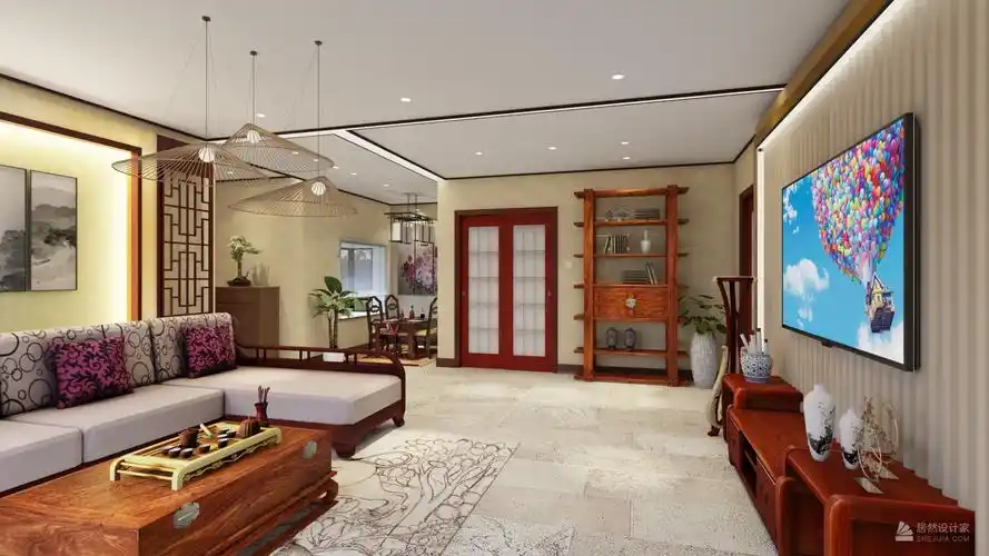 中式风格三室两厅装修设计效果图