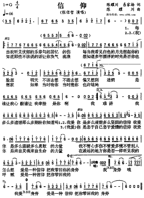 张信哲信仰简谱,张信哲信仰歌谱,张信哲信仰歌词,曲谱,琴谱,总谱