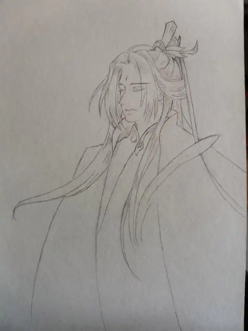 古风男子,铅笔画临摹 今天用了六个小时画完,可能我画的比较拖拖拉拉