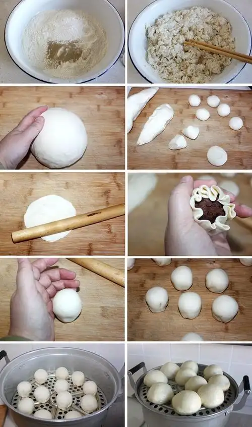 九州筵席#一次发酵法也能做出松软玫瑰豆沙包