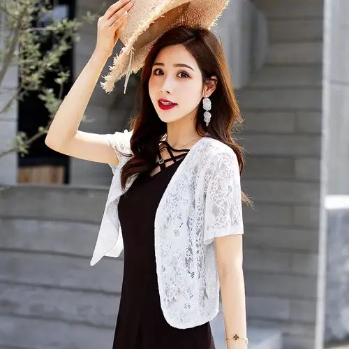 蕾丝小披肩女夏季新款修身薄外套短款空调衫镂空开衫坎肩裙子外搭