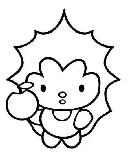 可爱小动物简笔画小刺猬和苹果幼儿园画小动物简笔画 幼儿园画动物简