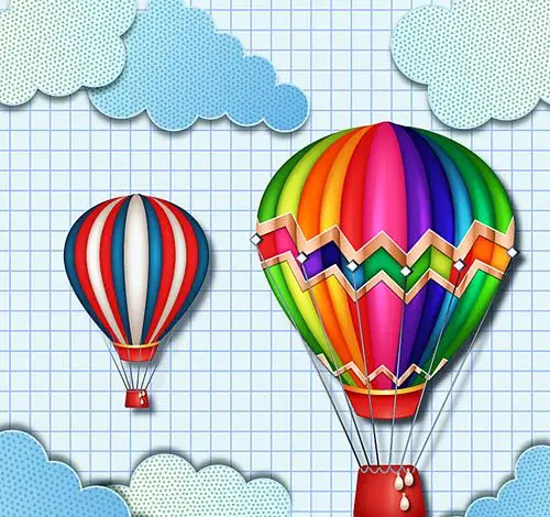 彩色热气球设计矢量素材图片