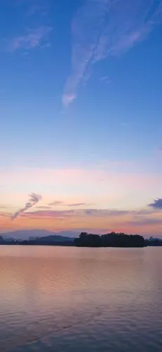 iphone 壁纸 城市,湖泊,黄昏,天空