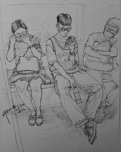 地铁掠影用速写记录生活