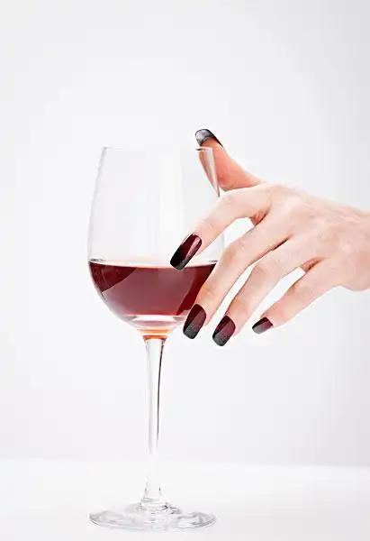 女人,手,拿着,葡萄,酒杯