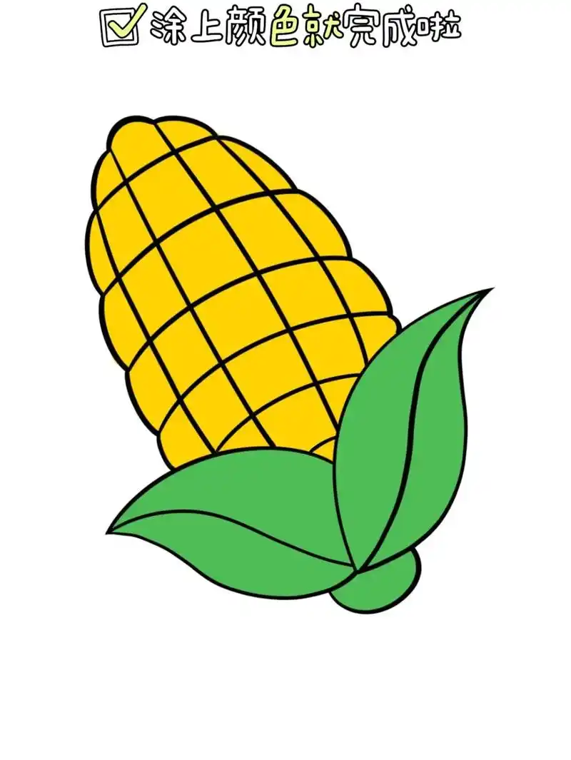 简笔画:分步骤画一个玉米99.1,画出玉米的一只叶片 2,补 - 抖音