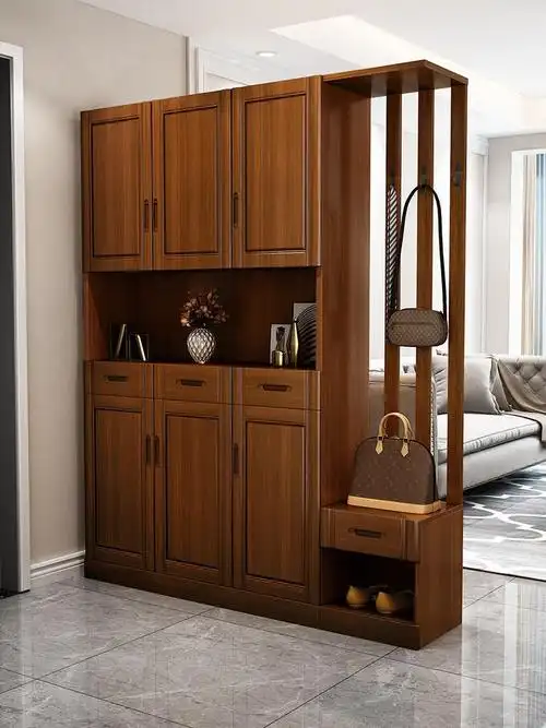 (今日9折)全实木鞋柜家用门口玄关柜橡木小户型入户门厅柜一体中式客