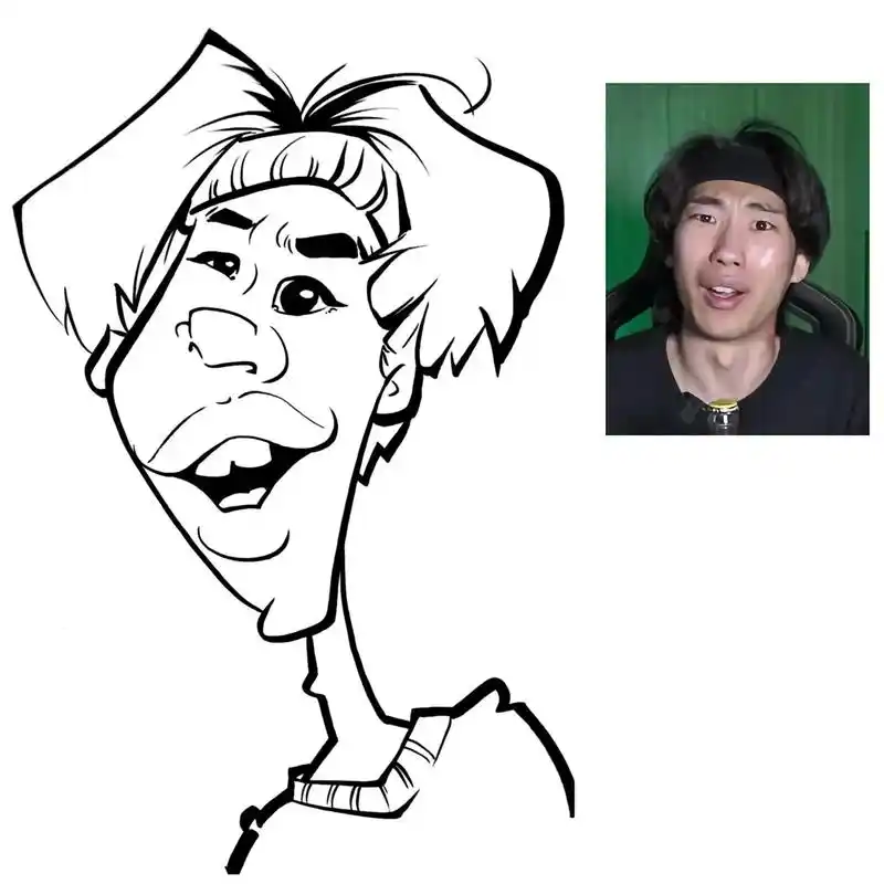 夸张肖像漫画似颜绘头像线稿.