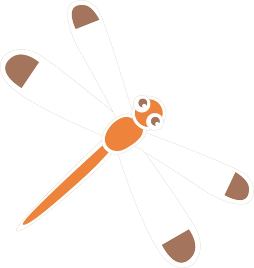 手绘卡通风格春季小女孩蜻蜓设计元素