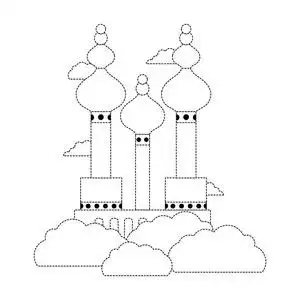 虚线形状莫斯科旅游现场与云矢量插图照片