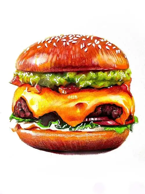 彩铅|简单易学的彩铅汉堡,好看吗?