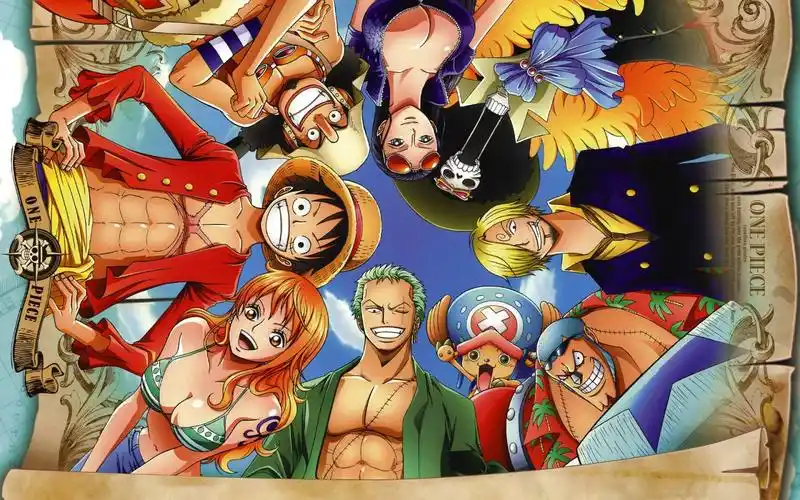 求海贼王全家福的图 一人一个角, 就像这张图,不过 好像都是躺着的