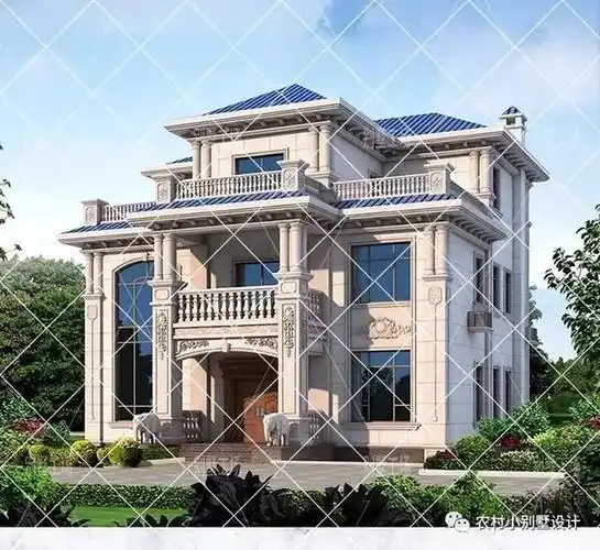 24款三层复式旋转楼梯大露台自建房,农村别墅这样建全村最美靠宅