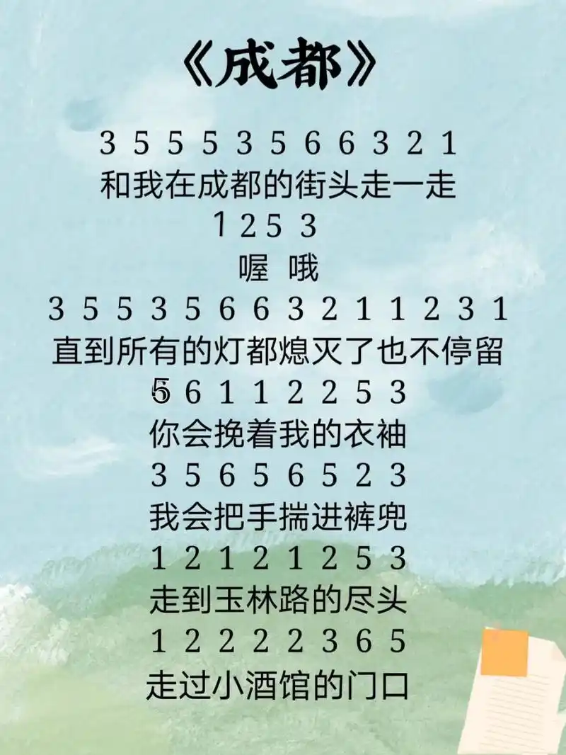 卡林巴21键拇指琴简谱流行曲 第八弹《成都》9990