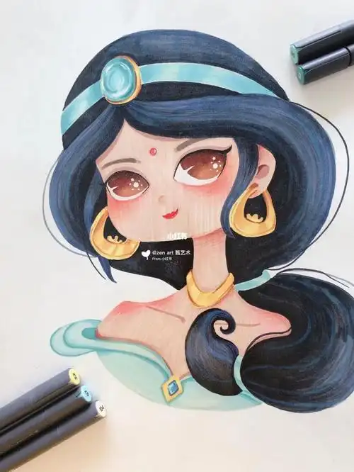 茉莉公主马克笔绘画