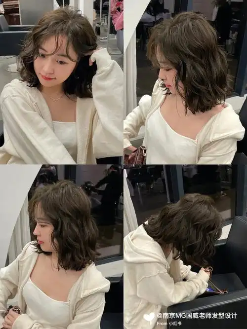 脸小烫发高颅顶蓬松卷发拉长脸型比例,温柔气质就一下被拉满发型重点
