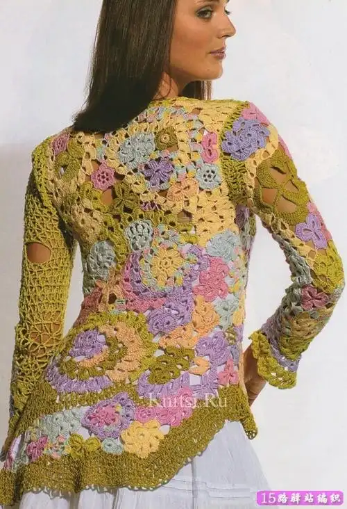 斜下摆实用美观的爱尔兰钩衣图解|钩针花样图解