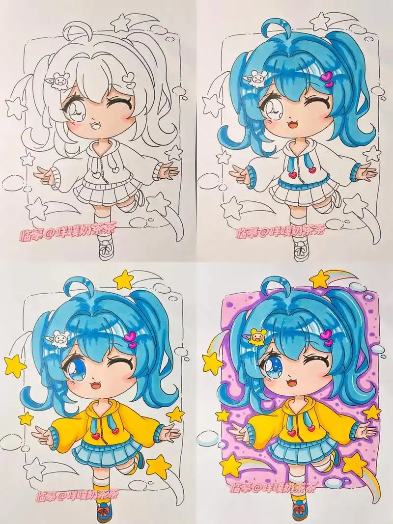 动漫人物绘画 #马克笔手绘 - 抖音