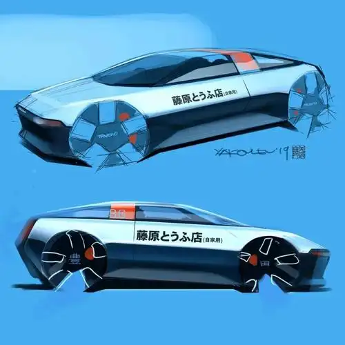 汽车手绘分享藤原拓海ae86改