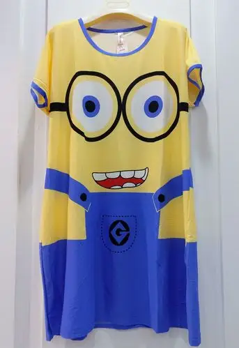 夏季女士睡衣 kitty猫纯棉睡裙短袖卡通小黄人休闲韩版家居服包邮