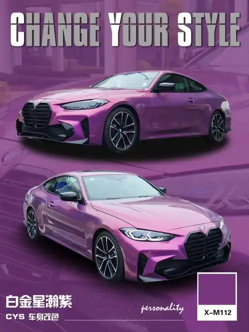 整车都闪烁这白金般的光泽,典雅又高贵的紫带粉调很清新,在阳光的照耀