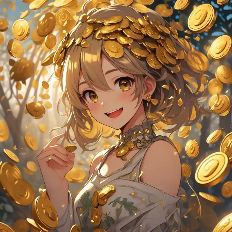 哇～看看这个可爱的招财金币卡通女孩头像,是不是感觉财运都要滚滚