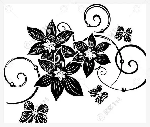 简单黑白花纹图片