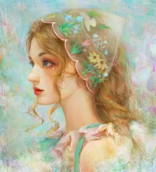 油画风糖果女孩9378937893源76z同学想吃车厘子#女生头像