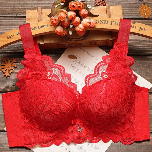 大红红色内衣本命年结婚新娘钢圈聚拢加厚文胸文胸