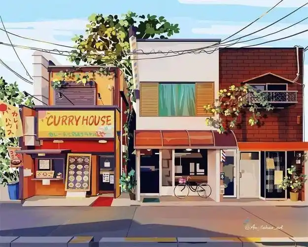 插画这些路边餐饮店的小插画是生活的气息呀