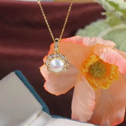 太阳花项链diy珍珠配件s925纯银花型珍珠吊坠项坠空托奢华时尚