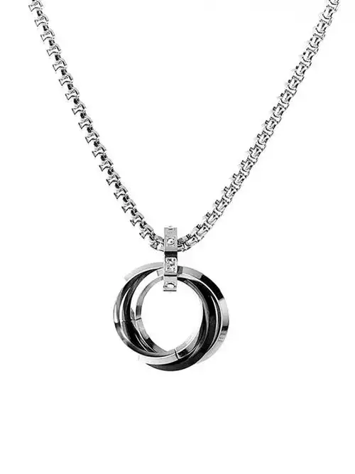 项链guuka潮牌四环相扣吊坠张艺兴同款情侣嘻哈项链