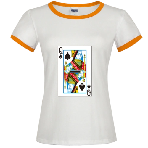 扑克牌黑桃q时尚撞色纯棉t恤女款