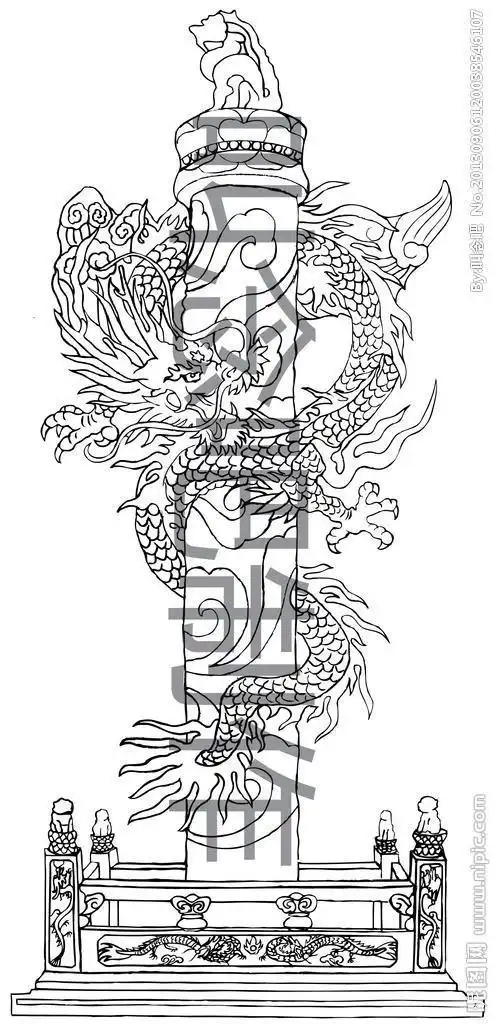 龙雕华表简笔画华表简笔画图片画法华表简笔画色彩中国龙大连华表简笔