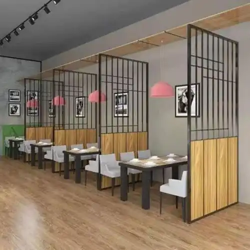 现代简约铁艺屏风餐厅酒吧包间隔断墙工业风饭店卡座围栏装饰玄关款式