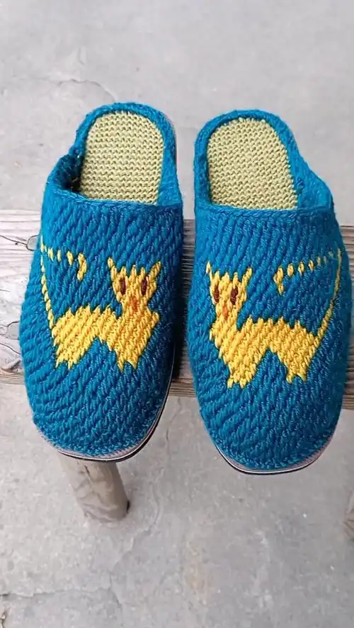 刚学会了勾毛线拖鞋,猫咪和小狗的图案,太可爱了!-度小视