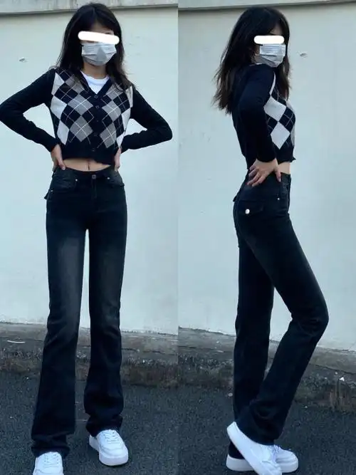 ootd提臀又显瘦的深灰色牛仔裤60